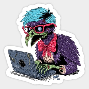 Zombie Computer Crow Sticker